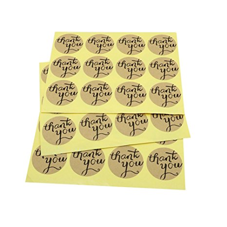 Hybsk(TM) Thank You Round Kraft Paper Sticker Labels Packaging Seals Crafts Wedding Favor Tag Toppers (set of 120)