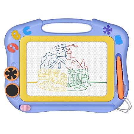 Magnetic Drawing Board Erasable For Kids - Colorful Magna Doodle Drawing Board Toys - Gifts for Toddlers Kids Writing Sketching Pad - Travel Size - Light Purple