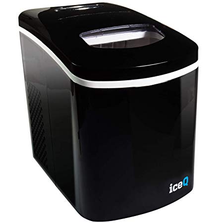 iceQ Compact Ice Maker - Black, Portable Counter Top Ice Machine, 10Kg Ice in 24 Hours, 1.7L Tank, Including Scoop and Removable Basket