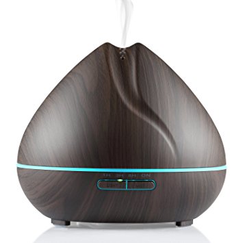 NexGadget 400ML Aromatherapy Essential Oil Diffuser, Wood Grain Ultrasonic Cool Mist Humidifier for Office, Home, Yoga, Spa&More