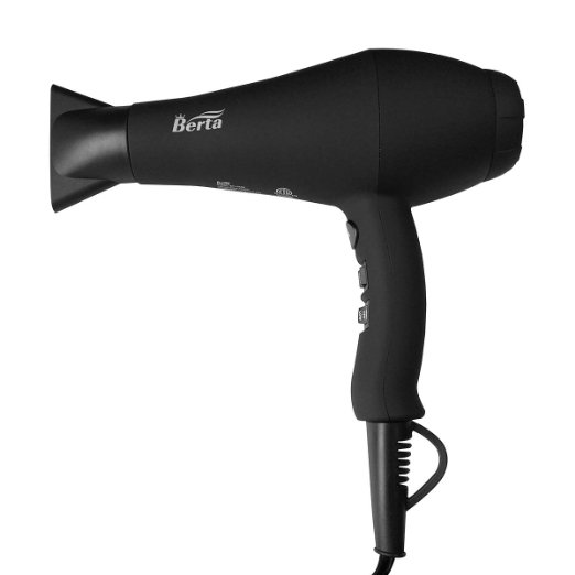 Berta Professional Hair Dryer 1875W Negative Ions Hair Blow Dryer Far Infrared Heat 2 Speed and 3 Heat Setting AC Motor