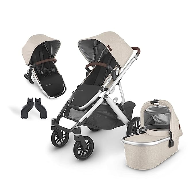 UPPAbaby Vista V2 Stroller - Declan (Oat Melange/Silver/Chestnut Leather)   Upper Adapters   RumbleSeat V2