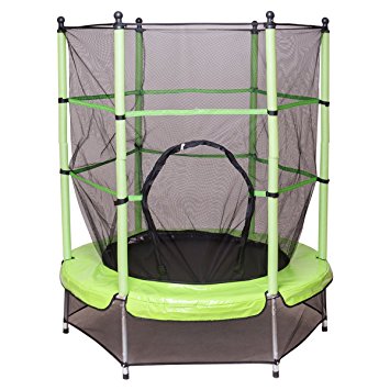 Giantex 55” Round Kids Mini Jumping Trampoline W/ Safety Pad Enclosure Combo