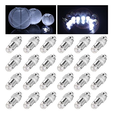 24x Cool White Non-blinking LED Mini Party Lights for Balloons Paper Lanterns Floral Party Decoration, Waterproof and Submersible