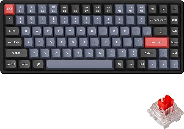 Keychron K2 Pro Wireless & Wired RGB Custom Mechanical Keyboard with Hot-swappable K Pro Red Switch, QMK/VIA Programmable Macro, 75% Layout Aluminum Frame Keyboard for Mac Windows Linux