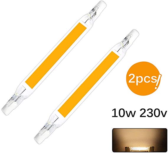 2PCS R7S Non-dimmable LED Light Bulb, FORNORM 10W/118mm 230V Non-dimmable COB LED R7S Lamp Base Floodlight Linear Light, 360°Beam Angle, Warm White, 2700K-3000K, 500LM