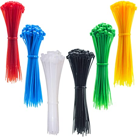 4 Inch Thin Zip Ties, 120pcs Clear Nylon Cable Ties, 6 Multi-Colors