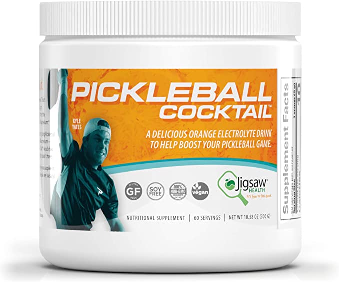 Jigsaw Health Pickleball Cocktail Jars - a Sugar-Free, Delicious Orange-Flavored Powdered Drink with 800mg of Potassium - 60 Servings