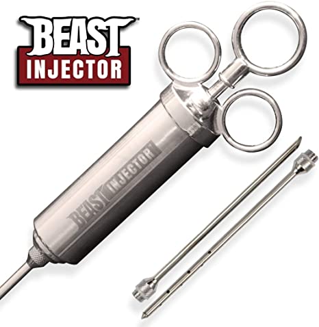Grill BEAST - 304 Stainless Steel Meat Injector Kit with 2-oz Large Capacity Barrel and 3 Professional Marinade Needles