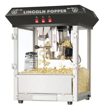 Great Northern Popcorn Black Bar Style Lincoln 8 Ounce Antique Popcorn Machine Bar Style