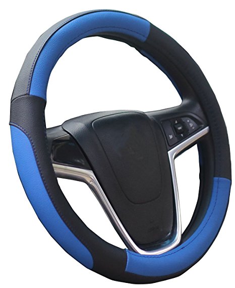 Mayco Bell Car Steering Wheel Cover 15 Inches Comfort Durability Safety (Black Blue)