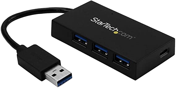 StarTech.com 4 Port USB 3.0 Hub - USB Type-A Hub with 1x USB-C & 3x USB-A Ports (SuperSpeed 5Gbps) - USB Bus Powered - USB 3.1 Gen 1 Adapter Hub - Portable/Laptop USB Hub (HB30A3A1CFB), Black