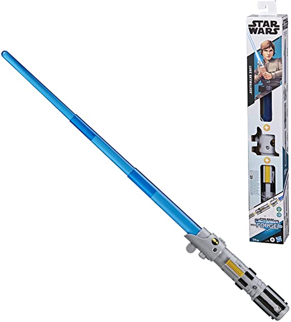 Star Wars Lightsaber Forge Luke Skywalker Electronic Extendable Blue Lightsaber Toy, Customizable Roleplay Toy, Kids Ages 4 and Up,F1168