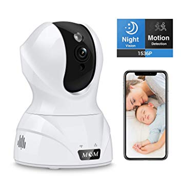 Baby Safe Camera Monitor, MOM&BB Full HD 3MP WiFi Camera with Motion Detection and Follow, Two-Way Talk, Night Vision, CMOS Sensor, Cloud Storage and Works with Amazon Alexa