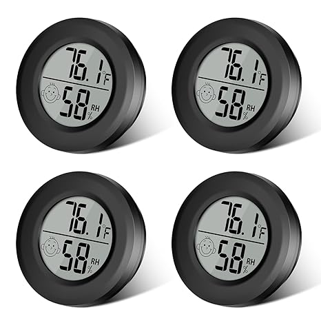 4 Pack Mini Thermometer Hygrometer, Digital Room Humidity and Temperature with LCD Monitor, Hygrometer Thermometer Indoor Outdoor Humidity Meter Gauge for Home Greenhouse Basement Babyroom, Black
