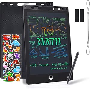 Coolzon Colourful LCD Writing Tablet Kids, 10 Inch Erasable Writing Tablet with Lock Function Kids Drawing Pad for Painting Drawing and Memo Lists,Free Animal Cartoon Stickers,Black