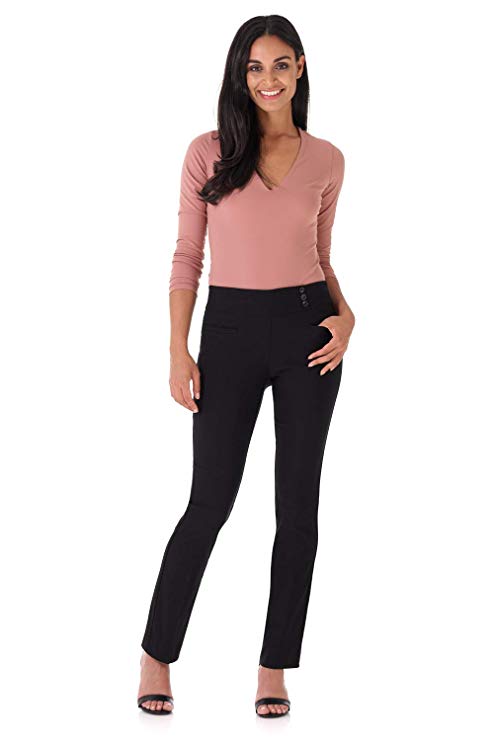 Rekucci Women's Ease Into Comfort Everyday Chic Straight Pant w/Tummy Control