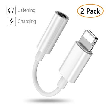 Luvfun Adapter for Cable, 2 in 1 Audio Adaptor to 3.5mm Headset (Support Audio) Headphone Adapter -White[2 Pack]
