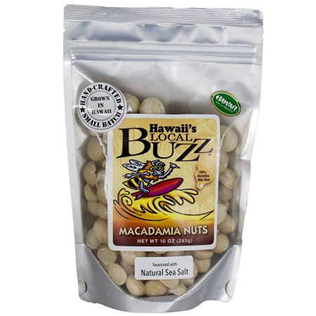 Hawaii's Local Buzz Natural Macadamia Nuts, Sea Salt, 10 Ounce