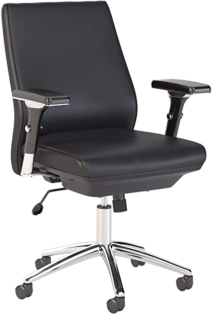 Bush Business Furniture Metropolis Mid Back Leather Executive Office Chair in Black