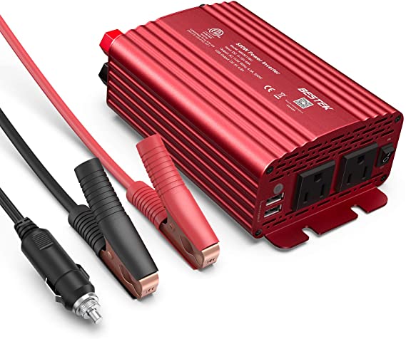 BESTEK 500W Power Inverter DC 12V to 110V AC Converter with 4.8A Dual USB Car Charger ETL Listed