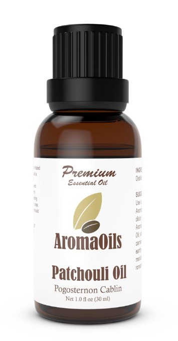 Patchouli Oil - AromaOils 1 oz (30 ml) - Best 100% Pure Therapeutic Essential Oil - Used in Aromatherapy Diffuser, additive Fragrance for Perfume or Musk, Candle, Insect Repellant, Natural Deodorant