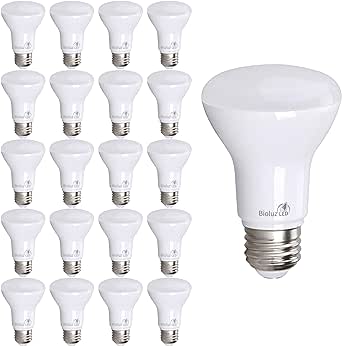 Bioluz LED 20 Pack BR20 LED Bulb 5000K Daylight 6W = 50 Watt Replacement 90 CRI 540 Lumen Indoor/Outdoor UL Listed CEC Title 20 Compliant (Pack of 20)