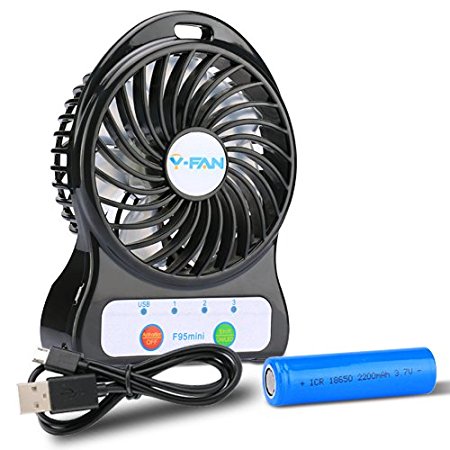 Mini Battery Operated Fan,Portable Personal Handheld Tiny Fan Powered by 2600mAh Rechargeable Battery or USB,Small Desk Fan for Outdoor Camping Travel Office Laptop Kid Child Study Work Table Car Seat