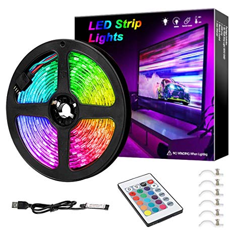 3M RGB LED Strip Lights, IP65 Waterproof Colored USB TV Backlight with Remote, 16 Color Changing 180 5050 LEDs Bias Lighting for HDTV, 10ft Multfor TV PC Laptop Background Lighting, Home Movie Theater
