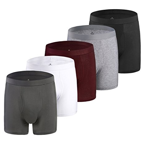 Boxer Briefs Cotton Mens Underwear Men Pack of 5 with Open Fly for Men and Boys, S-XXL