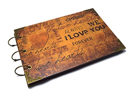 I Love You - Hardcover Scrapbook DIY Photo Album Wedding Guest Book, Baby Family Album (Black Paper)