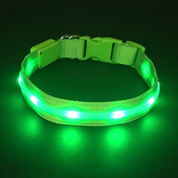 HOLDALL Led Dog Collar Light, USB Rechargeable Lighted Up Collars Glowing in Dark Make Pets Safe from Danger at Night