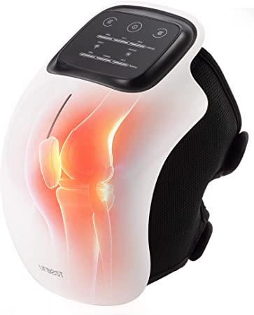 Knee Massager with Heat and Vibration, Cordless Rechargeable Massager with Adjustable Brace Straps for Compression and Support