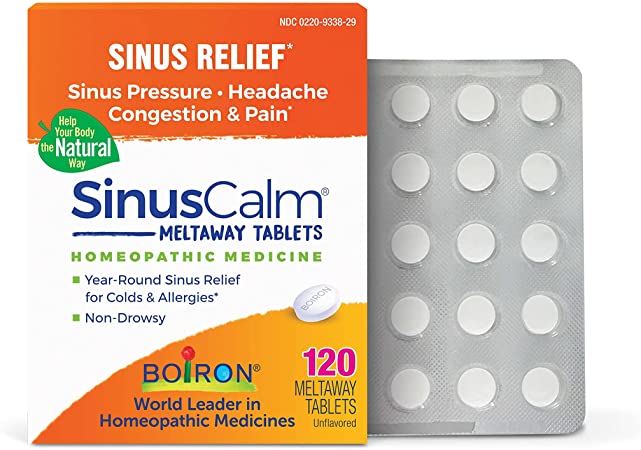 Boiron SinusCalm Tablets for Sinus Pain Relief, Runny Nose, Congestion, Sinus Pressure, Headache - 120 Count