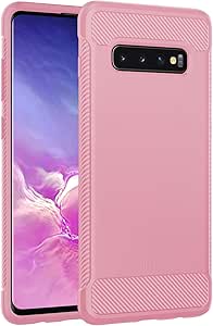 JETech Slim Fit Case for Samsung Galaxy S10 Plus S10 , Thin Phone Cover with Shock-Absorption and Carbon Fiber Design (Pink)