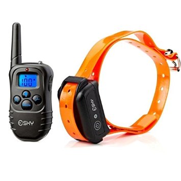 Esky 330 Yards Electronic Dog Training Ecollar, Beep, Vibration Shock Collar with Wireless Remote Adjustable Durable Water Proof Rechargeable Control Operation for Large, Medium and Small Dogs (15-120lbs)