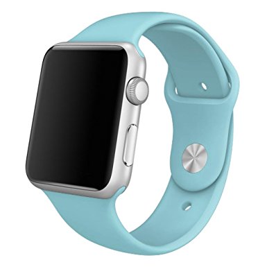 Yearscase 38MM Soft Silicone Sport Replacement Band for Apple Watch Series 1 2, M/L Size (Light Blue)