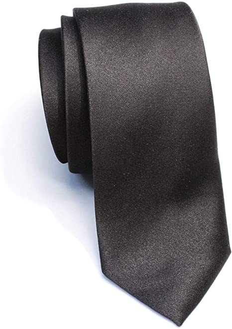 New Skinny Solid Black 2 Inch Necktie Tie"