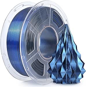 SUNLU Silk PLA Plus 3D Printer Filament, Dual Color Shiny PLA  Filament 1.75mm, Silk Textures, 360° Spin Unveils Varied Colors, Dimensional Accuracy  /- 0.02mm, 1KG Spool(2.2lbs), Silk Black Blue