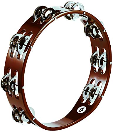 Meinl Percussion TA2AB Traditional 10-Inch Wood Tambourine with Double Row Steel Jingles