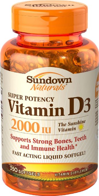 Sundown Naturals Vitamin D3 2000 IU, 350 Softgels