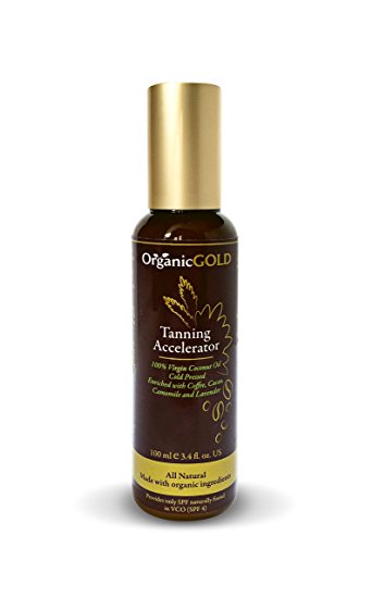 OrganicGOLD Virgin Coconut Tan Accelerator Oil for Faster & Natural Golden Brown Tanning 100ml (Coffee & Lavander)