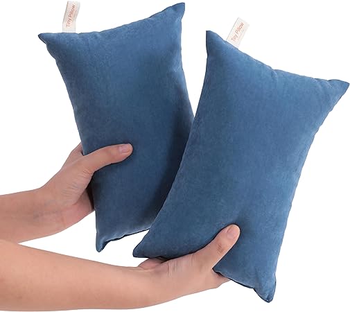 NTBAY 2 Pack Tiny Pillows, 11"x7" Microfiber Mini Pillows for Baby, Travel, Pets, Soft Machine Washable Small Pillows with Excellent Resilience for Neck, Wrist, Lumbar and Knee Support, Denim Blue