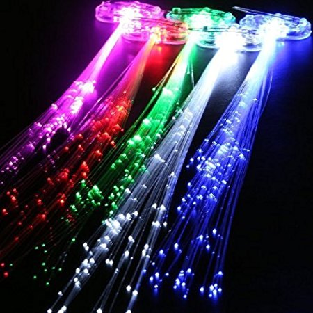 PartyLovers® 14" LED Flashing Party Fiber Optic Hair Braids, Assorted Colors, Party Value Pack