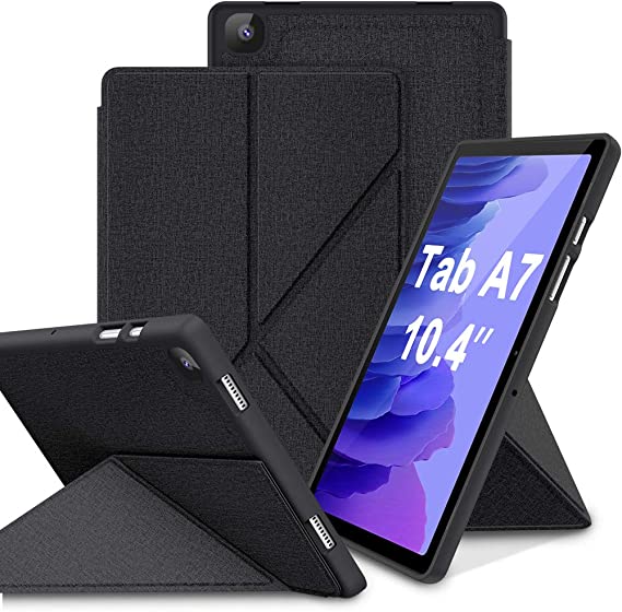 VEGO Case for Galaxy Tab A7 10.4”, Standing Origami Slim Lightweight Shell Protective Cover Support Auto Wake/Sleep, Compatible with Samsung Tab A7 10.4 Inch Model SM-T500 [2020 Release] （Black）