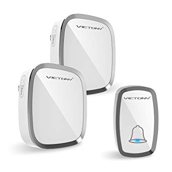 VICTONY Wireless Doorbell Alert System, 2 Electronic Receiver Chimes  Waterproof Transmitter Button-1000ft/300m Operating Range,36 Chimes, 4 Level Volume, LED Indicator,Easy Set Up for Home and Office