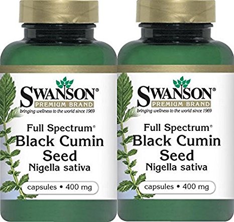 Swanson Premium Full Sprectrum Black Cumin Seed 400mg -- 2 Bottles each of 60 Capsules