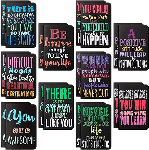 Inspirational gifts Notepads Mini Motivational Journal Notebook Bulk Small Pocket Notepads for School Office Home Travel Gift Supplies, 10 Styles(Bright Style,50 Pieces)