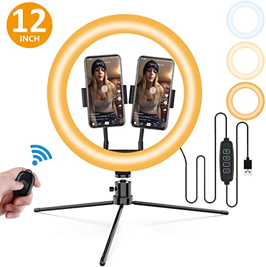 Selfie Ring Light with Stand for iPhone Android, Selfie Light Ring YouTube Video Tiktok Makeup Photography Live