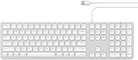 Satechi Aluminum USB Wired Keyboard with Numeric Keypad - Compatible with iMac Pro, iMac, MacBook Pro, MacBook Air and MacOS Devices (English, Silver)